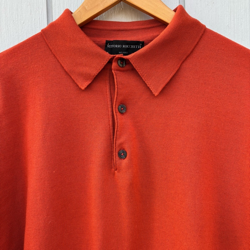 VITTORIO ROCCHETTI—Milano—Burnt Orange Pullover Polo—Men’s M—Wool Blend—USA Made